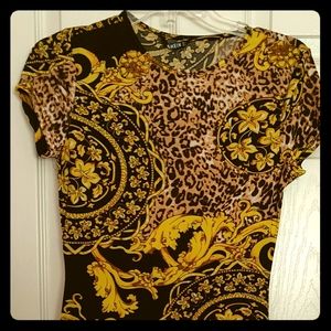 Baroque print bodycon dress